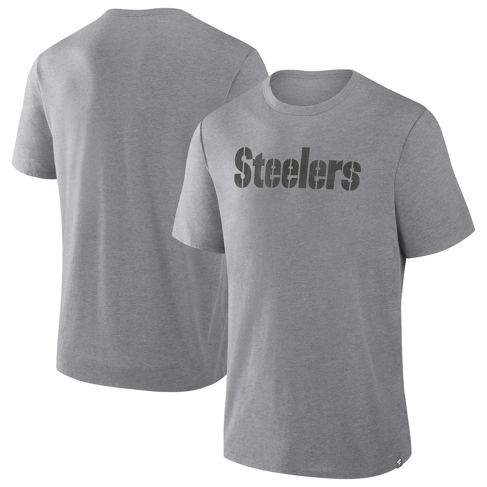 Men's Fanatics  Heather Gray Pittsburgh Steelers Tri-Blend T-Shirt