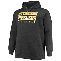 Men's Fanatics Heathered Charcoal Pittsburgh Steelers Big & Tall Practice Pullover Hoodie