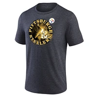 T-shirt à trois mélanges Fanatics Heathered Charcoal Pittsburgh Steelers Sporting Chance pour hommes