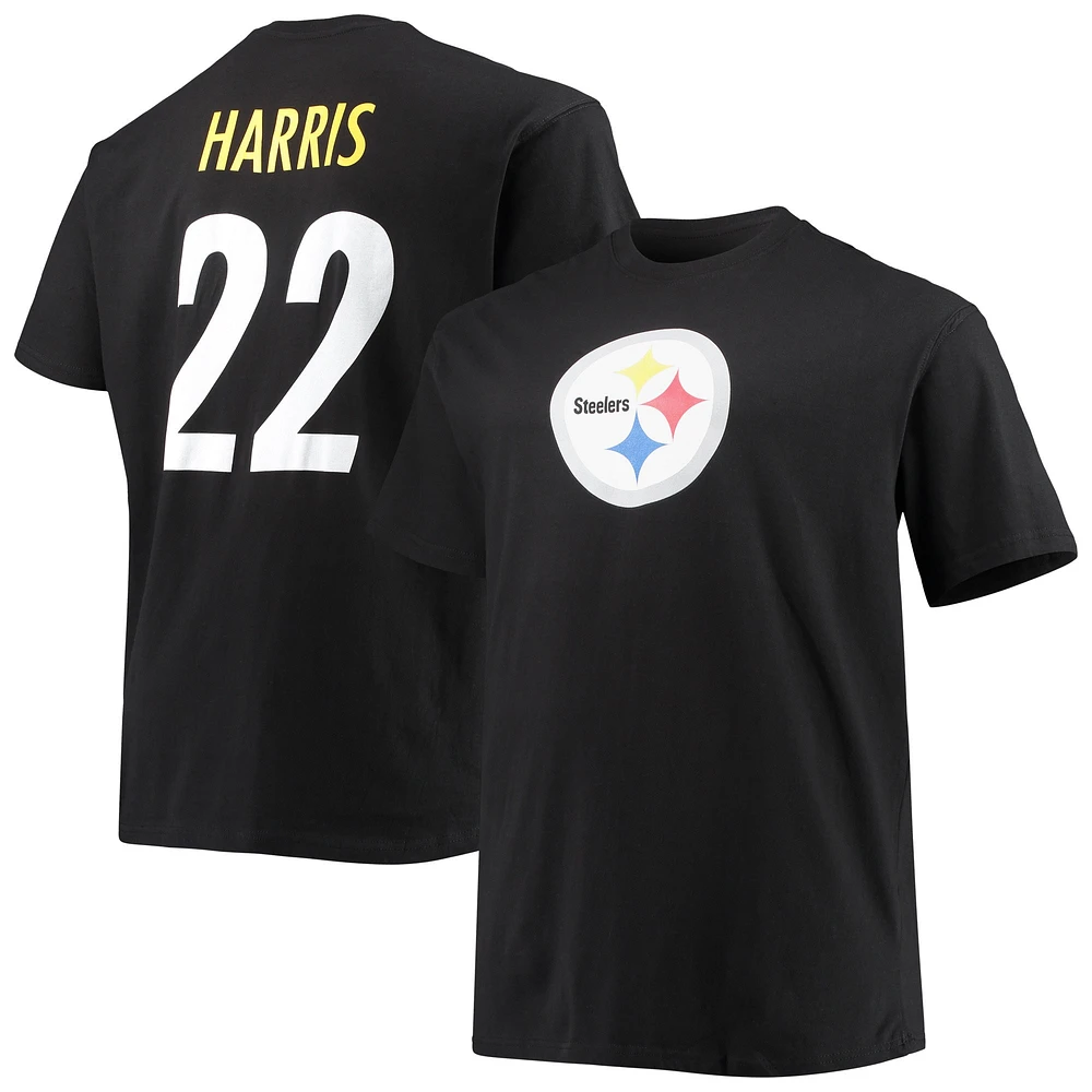 Men's Fanatics Najee Harris Black Pittsburgh Steelers Big & Tall Player Name Number T-Shirt