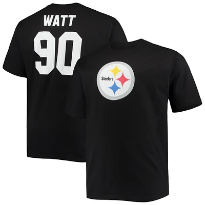 Fanatiques pour hommes T.J. Watt Black Pittsburgh Steelers Big & Tall T-shirt avec nom et numéro de joueur