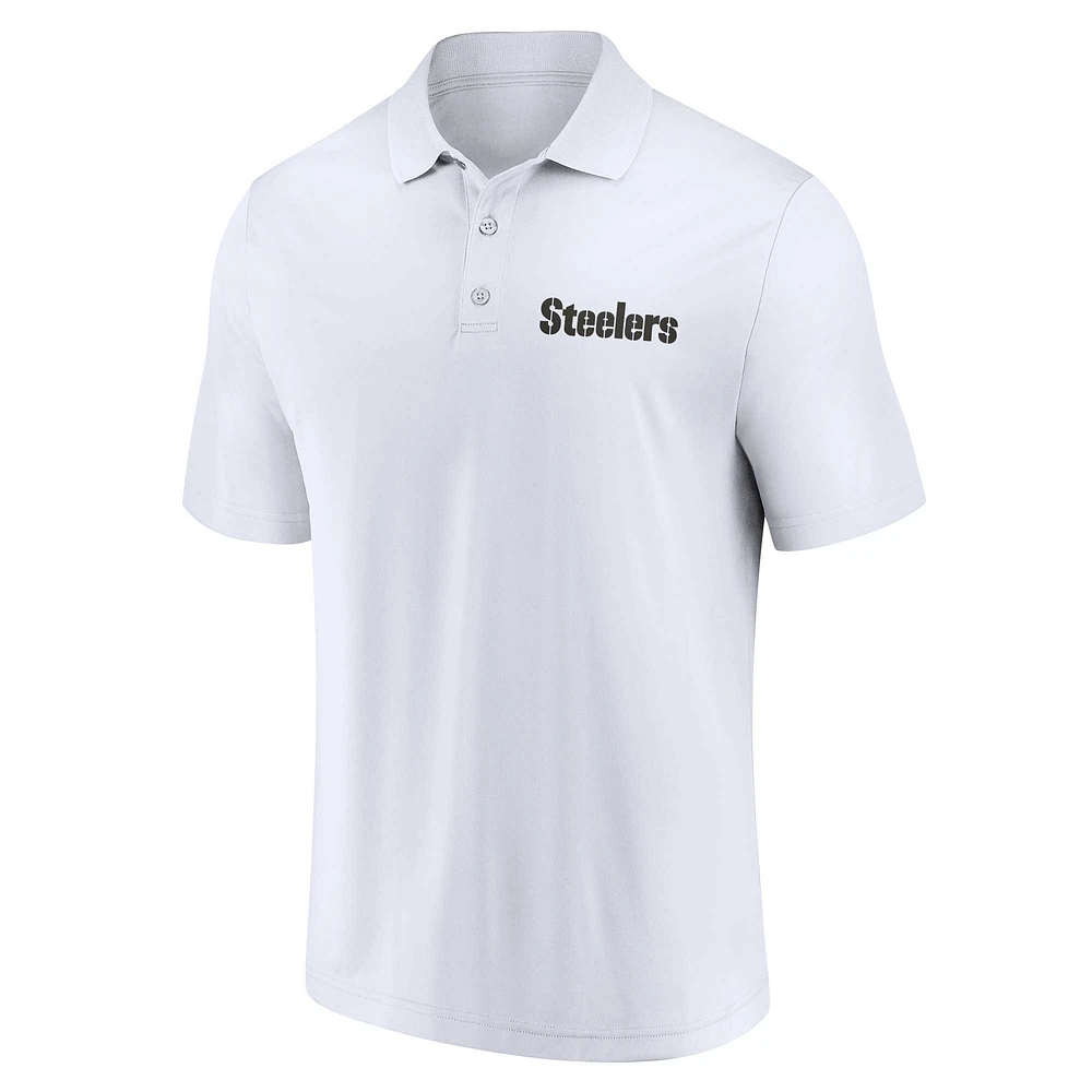 Ensemble de deux polos Lockup Pittsburgh Steelers Fanatics blanc/noir pour hommes