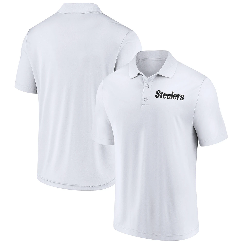 Polo Lockup blanc pour homme Fanatics des Steelers de Pittsburgh