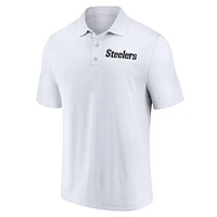 Polo Lockup blanc pour homme Fanatics des Steelers de Pittsburgh