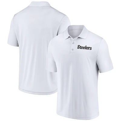 Polo Lockup blanc pour homme Fanatics des Steelers de Pittsburgh