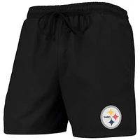 Men's FOCO Black Pittsburgh Steelers Magic Print Palm Traditional Swim Shorts