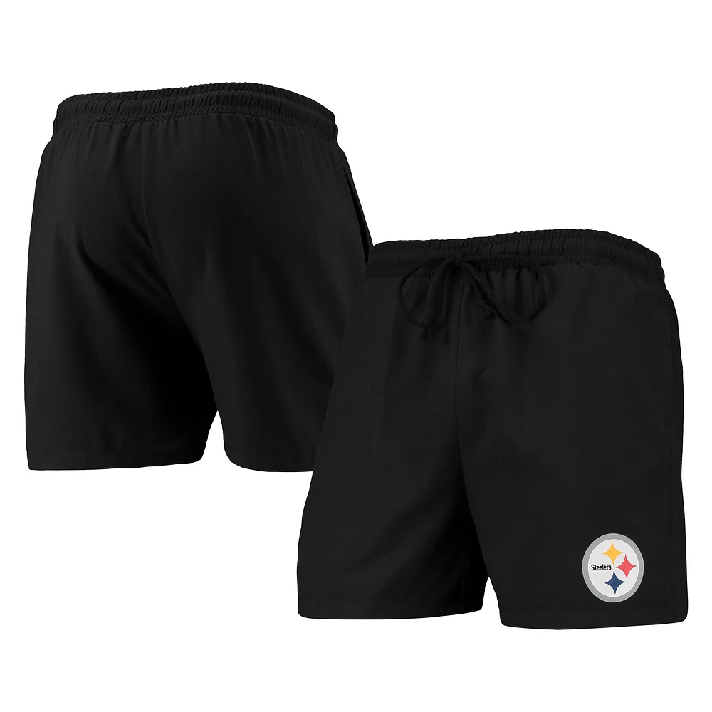 Men's FOCO Black Pittsburgh Steelers Magic Print Palm Traditional Swim Shorts