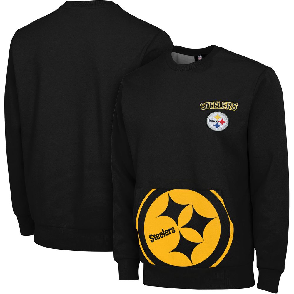 Men's FOCO Black Pittsburgh Steelers Pocket - Pullover Sweater