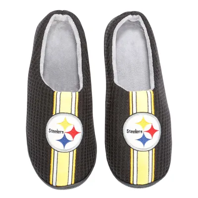 Pittsburgh Steelers FOCO Team Stripe Memory Foam Slide Slippers - Black