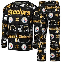 Men's FOCO Black Pittsburgh Steelers Wordmark Ugly - Pajama Set