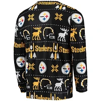 Men's FOCO Black Pittsburgh Steelers Wordmark Ugly - Pajama Set