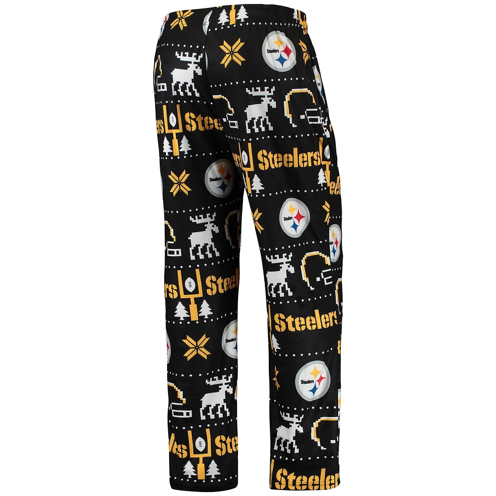 Men's FOCO Black Pittsburgh Steelers Wordmark Ugly - Pajama Set
