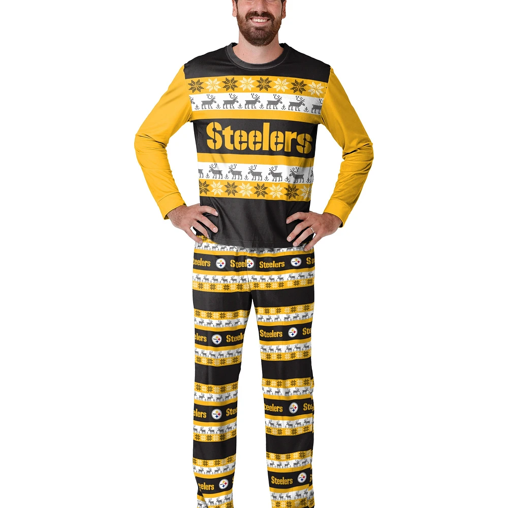 Ensemble de pyjama noir FOCO Pittsburgh Steelers Wordmark Ugly pour homme