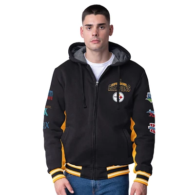 Men's G-III Extreme Black Pittsburgh Steelers No Huddle Commemorative Full-Zip Hoodie Jacket