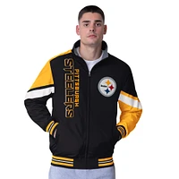 Men's G-III Extreme Black Pittsburgh Steelers Strong Arm Reversible Full-Zip Jacket