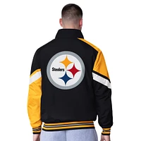 Men's G-III Extreme Black Pittsburgh Steelers Strong Arm Reversible Full-Zip Jacket