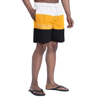 Men's G-III Sports by Carl Banks  Black/Gold Pittsburgh Steelers Sunrise Volley Swim Shorts