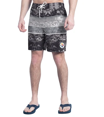 Short de bain Horizon Volley G-III Sports by Carl Banks pour homme, noir/gris, des Pittsburgh Steelers