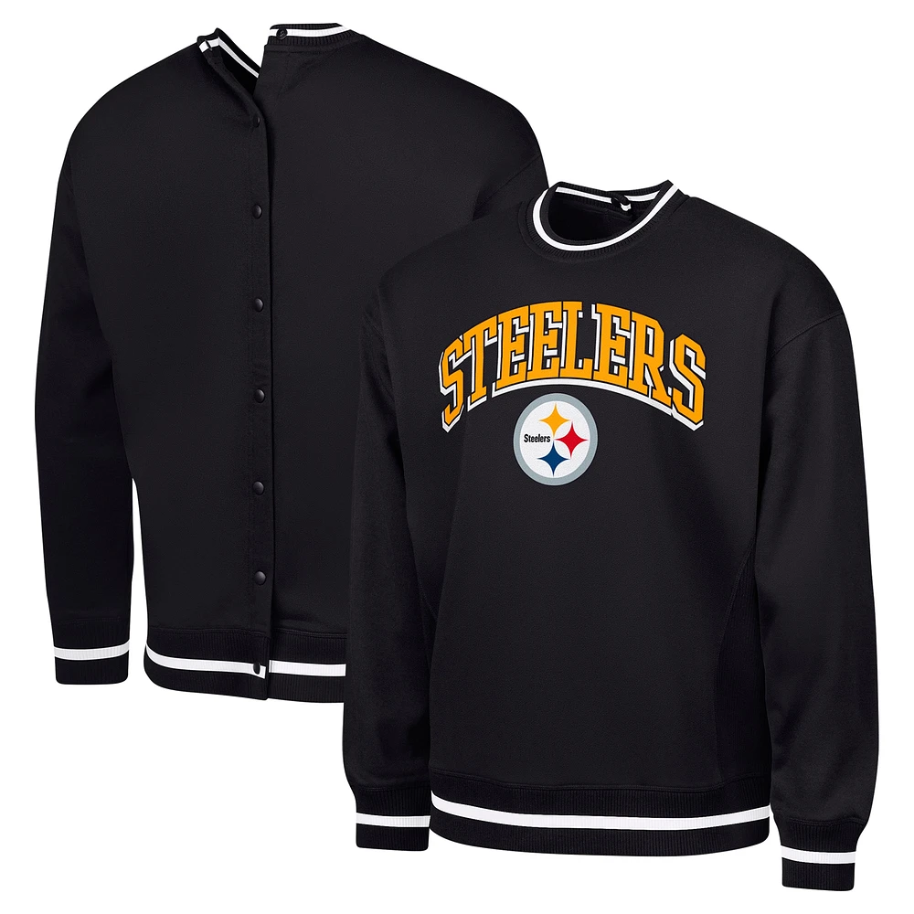 Men's G-III Sports by Carl Banks Black Pittsburgh Steelers Adaptive Blocker Fleece Pullover Sweatshirt