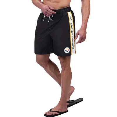 Short de bain G-III Sports by Carl Banks pour hommes, noir, Pittsburgh Steelers Streamline Volley