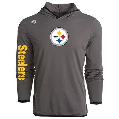 T-shirt à capuche manches longues gris Pittsburgh Steelers Colorado pour homme Greyson Clothiers