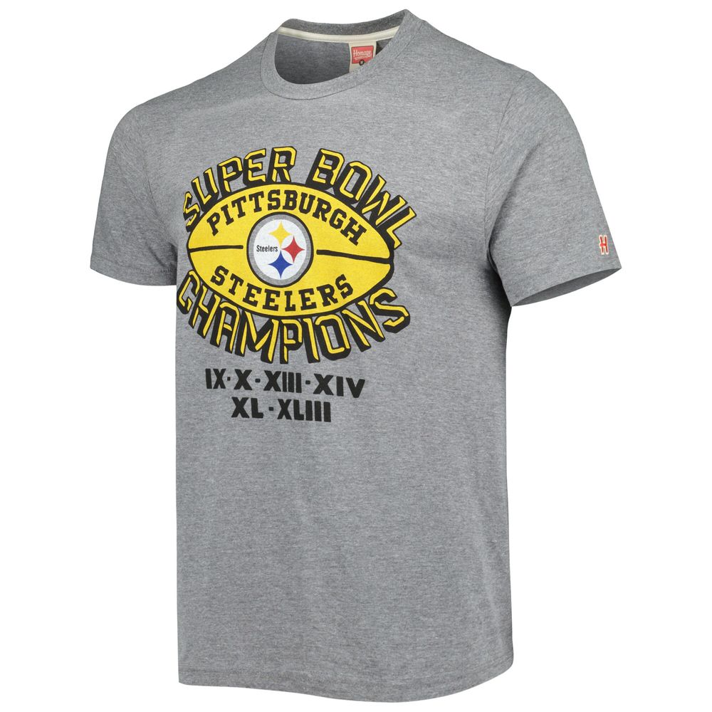 Men's Homage Gray Pittsburgh Steelers Super Bowl Classics Tri-Blend T-Shirt Size: Medium