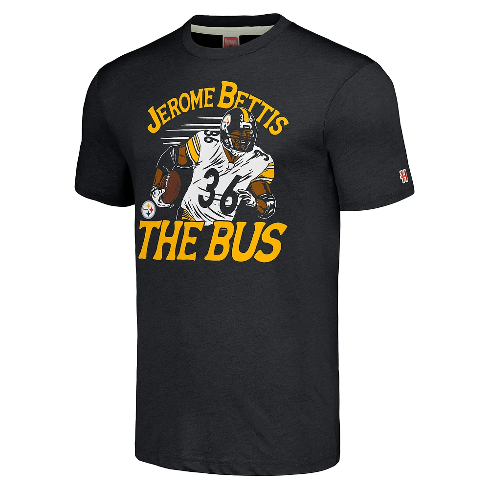 Men's Homage Jerome Bettis Charcoal Pittsburgh Steelers Caricature Retired Player Tri-Blend T-Shirt