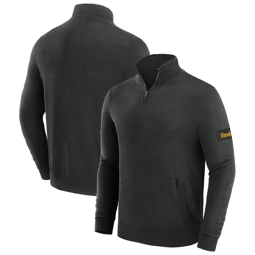 Pull zippé à quart de tour pour homme J. Palmer Black Pittsburgh Steelers