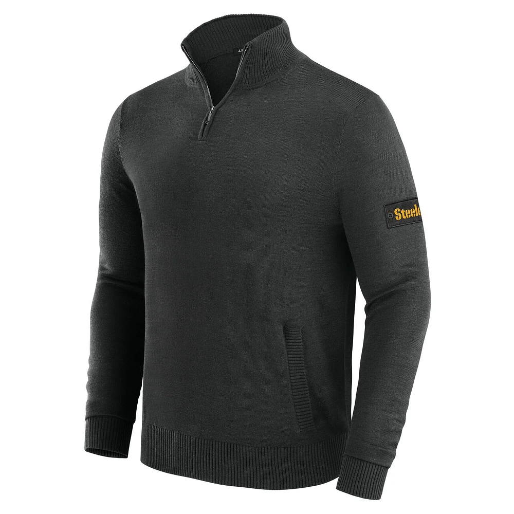 Pull zippé à quart de tour pour homme J. Palmer Black Pittsburgh Steelers