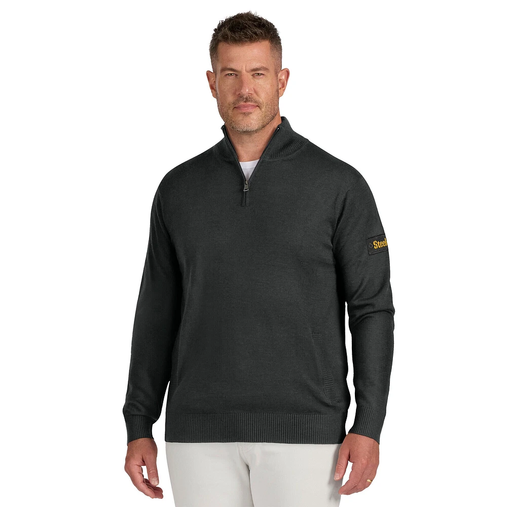 Pull zippé à quart de tour pour homme J. Palmer Black Pittsburgh Steelers