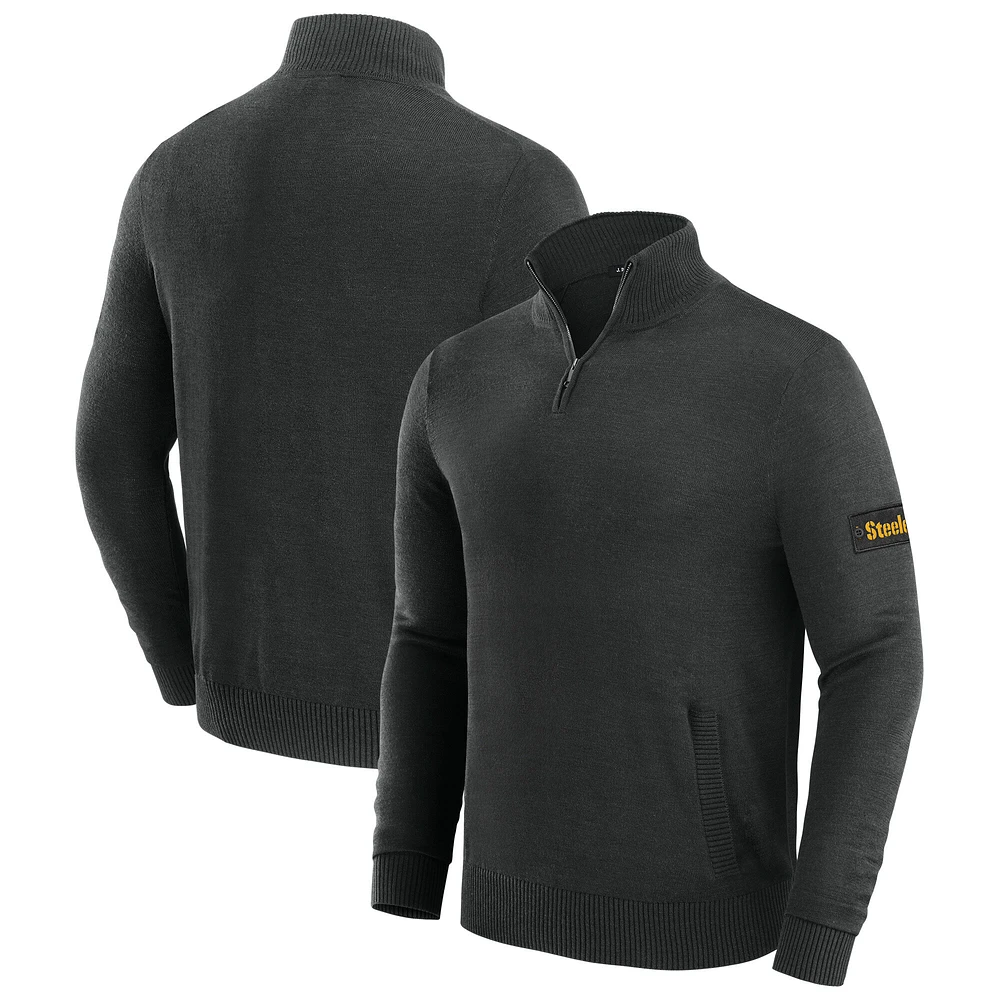 Pull zippé à quart de tour pour homme J. Palmer Black Pittsburgh Steelers