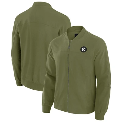 Veste légère à fermeture éclair complète J. Palmer Olive Pittsburgh Steelers Cover-4 Tri-Blend pour homme