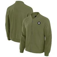 Veste légère à fermeture éclair complète J. Palmer Olive Pittsburgh Steelers Cover-4 Tri-Blend pour homme