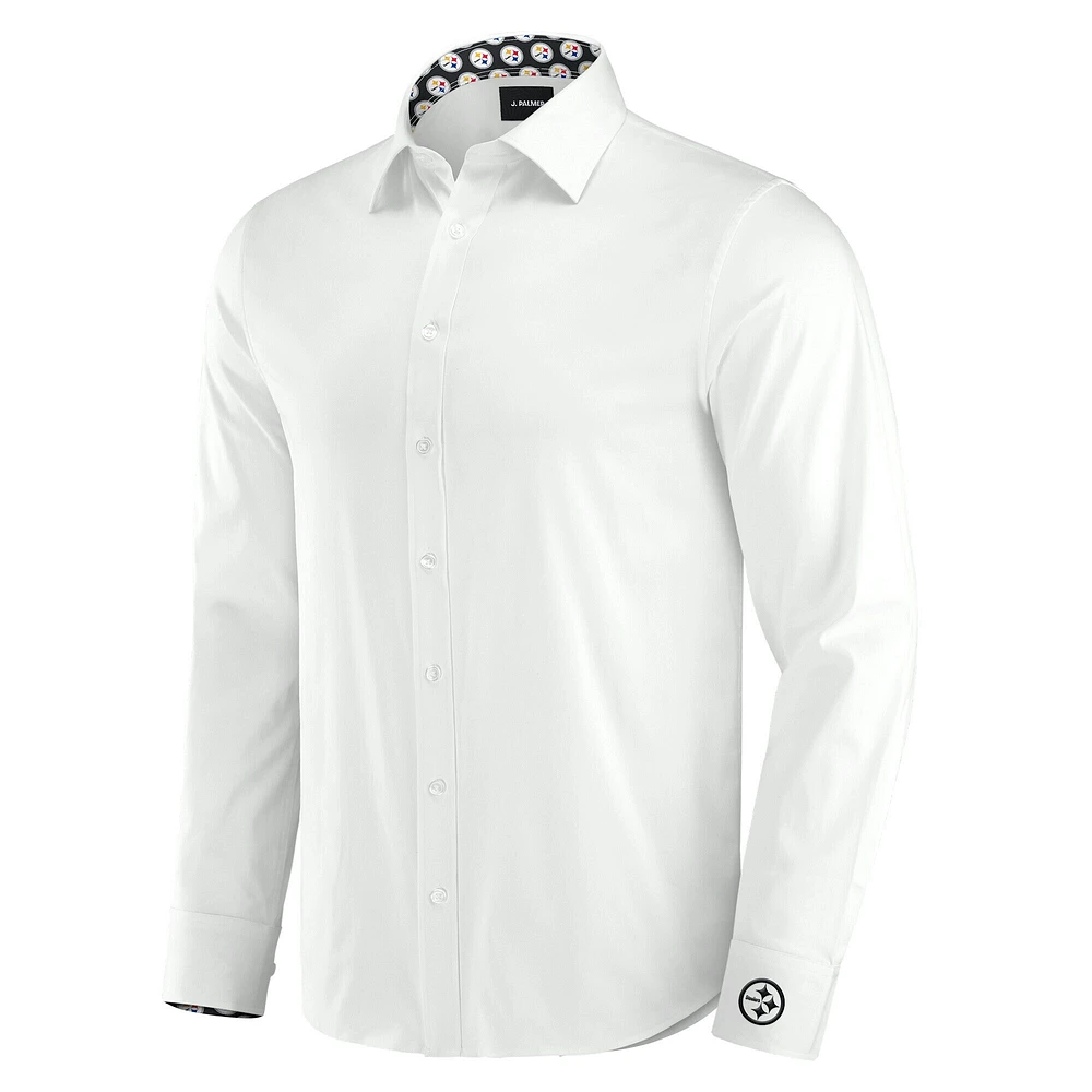 Chemise boutonnée à manches longues pour homme J. Palmer White Pittsburgh Steelers Man-In-Motion