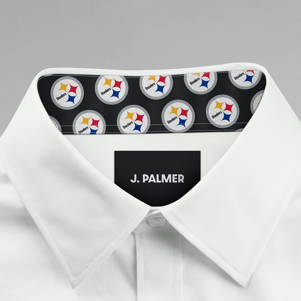 Chemise boutonnée à manches longues pour homme J. Palmer White Pittsburgh Steelers Man-In-Motion