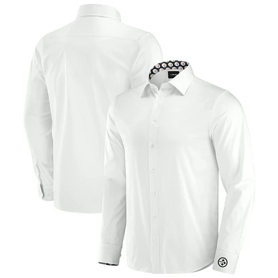 Chemise boutonnée à manches longues pour homme J. Palmer White Pittsburgh Steelers Man-In-Motion