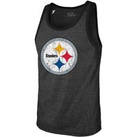 Men's Majestic Threads Najee Harris Heathered Black Pittsburgh Steelers Player Name & Number Tri-Blend Tank Top