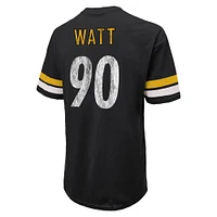 Majestic Threads pour hommes T.J. Watt Black Pittsburgh Steelers Nom et numéro T-shirt surdimensionné