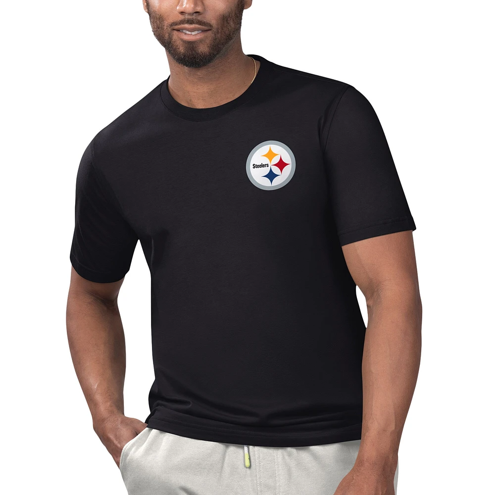 T-shirt Margaritaville Black Pittsburgh Steelers pour hommes sous licence Chill