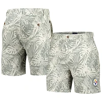 Short Amphib imprimé Monstera lavé au sable des Pittsburgh Steelers de Margaritaville pour hommes