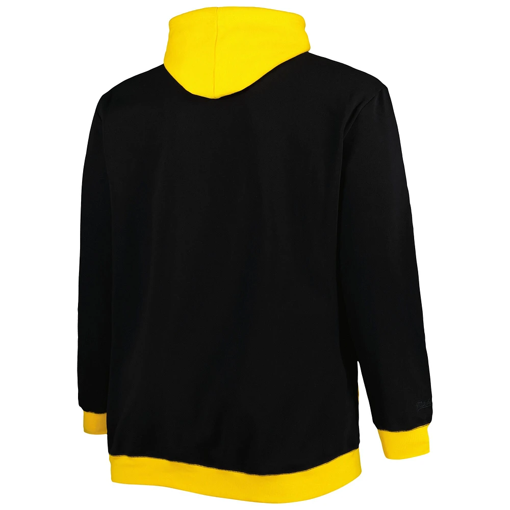 Chandail à capuchon Big & Tall Face des Steelers de Pittsburgh Mitchell Ness pour homme, noir/or