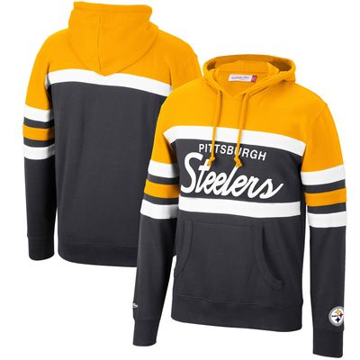 Men's Mitchell & Ness Black/Gold Pittsburgh Steelers Head Coach Pullover - Hoodie