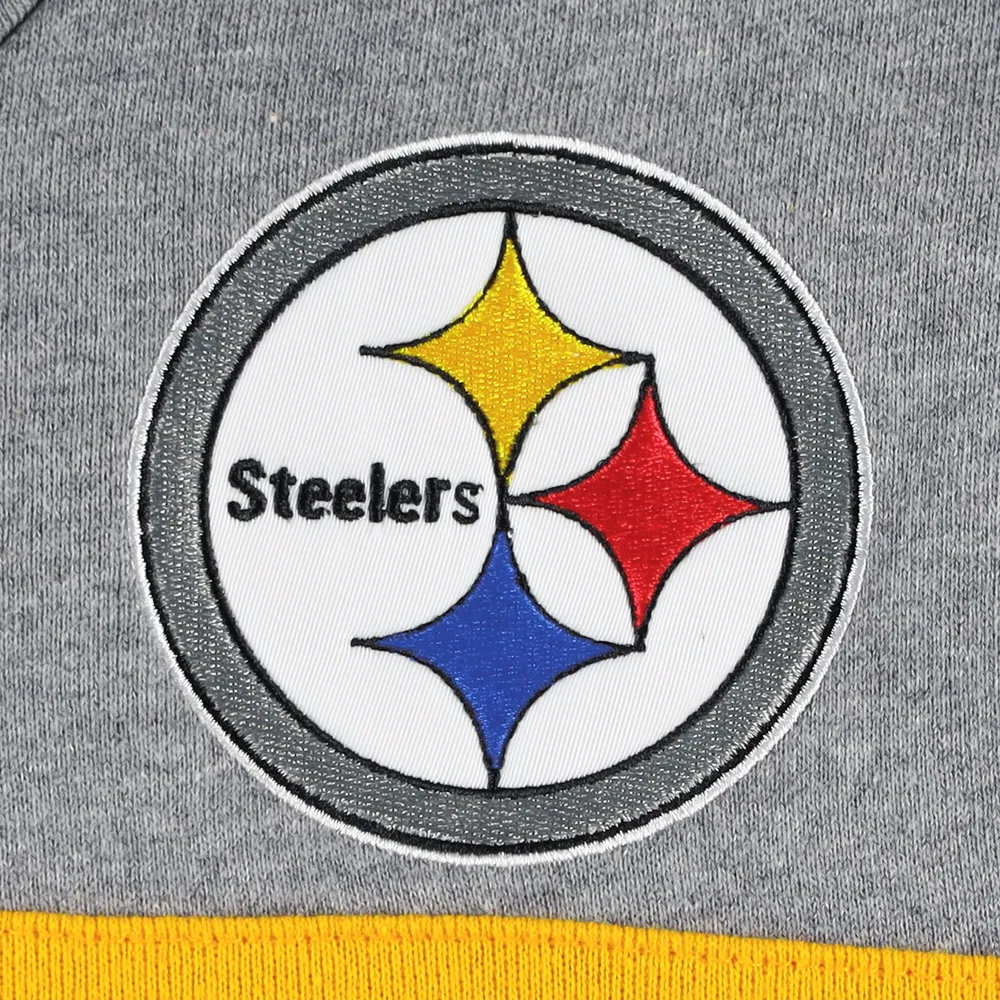 Men's Mitchell & Ness Black/Heathered Gray Pittsburgh Steelers Head Coach Pullover Hoodie Size: Small