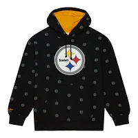 Sweat à capuche en polaire imprimé intégral Mitchell & Ness Pittsburgh Steelers noir pour hommes