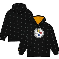 Sweat à capuche en polaire imprimé intégral Mitchell & Ness Pittsburgh Steelers noir pour hommes