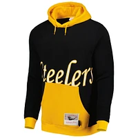 Men's Mitchell & Ness Black Pittsburgh Steelers Big Face 5.0 Pullover Hoodie