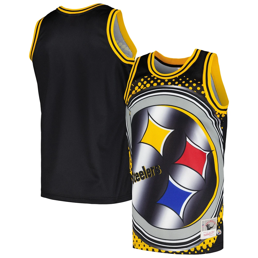 Men's Mitchell & Ness Black Pittsburgh Steelers Big Face 7.0 Fashion Tank Top