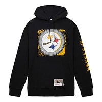 Men's Mitchell & Ness Black Pittsburgh Steelers Gridiron Classics Big Face 7.0 Pullover Hoodie