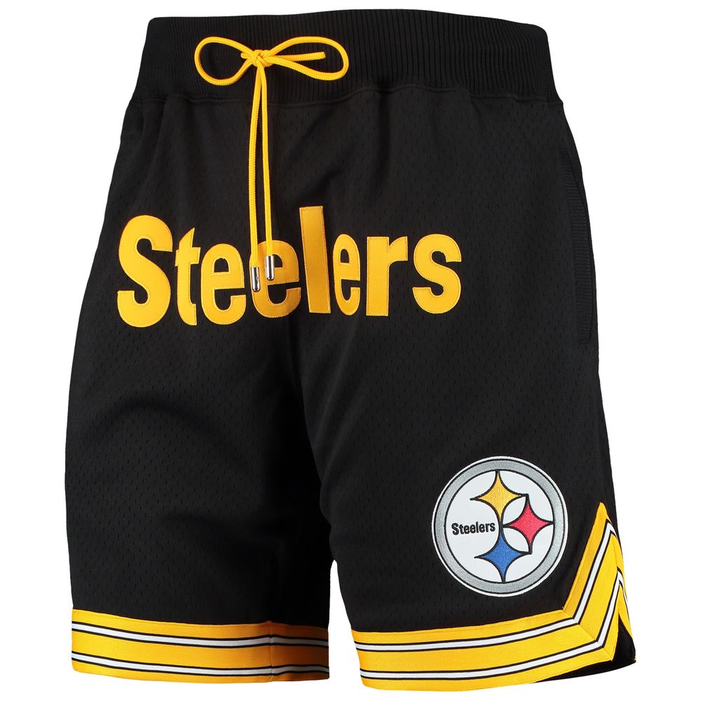 Men's Mitchell & Ness Black Pittsburgh Steelers Just Don Gold Rush Shorts