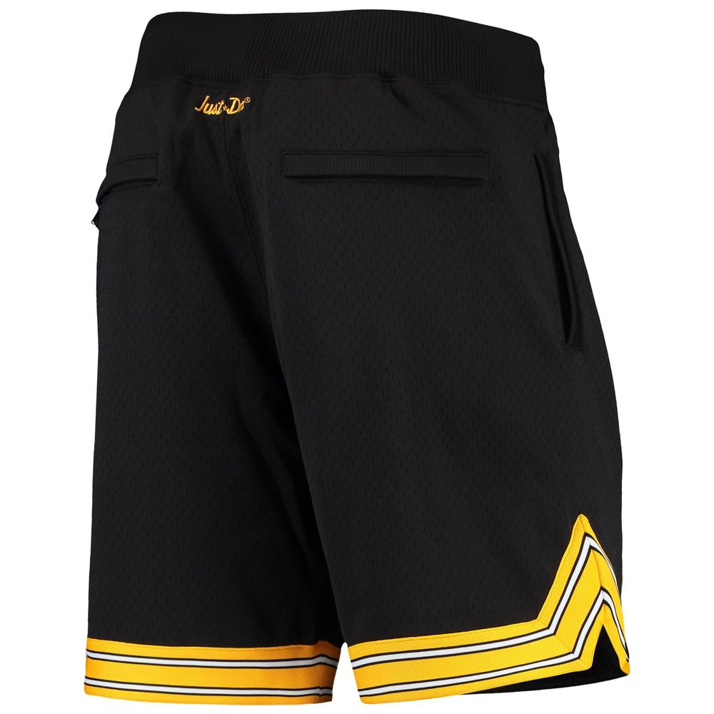 Men's Mitchell & Ness Black Pittsburgh Steelers Just Don Gold Rush Shorts